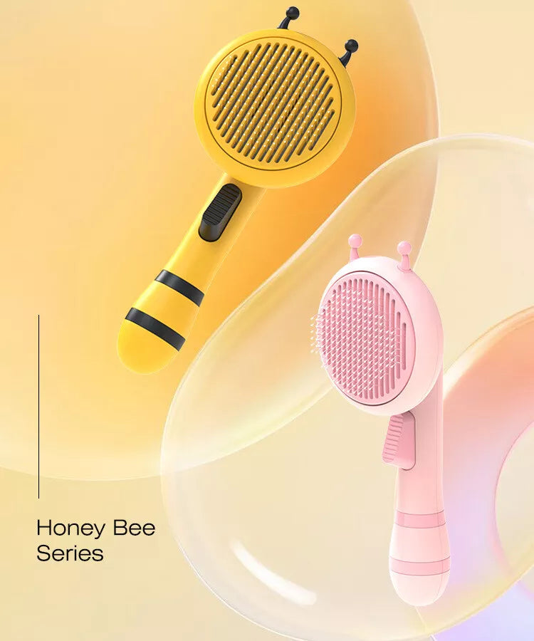 #PT1005 Cute Bee Pet hair brush Hair Remover Cat dog Comb One Button Washing