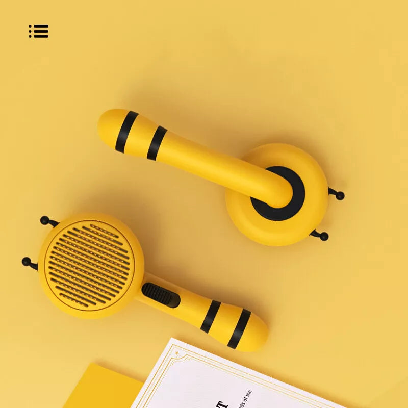 #PT1005 Cute Bee Pet hair brush Hair Remover Cat dog Comb One Button Washing