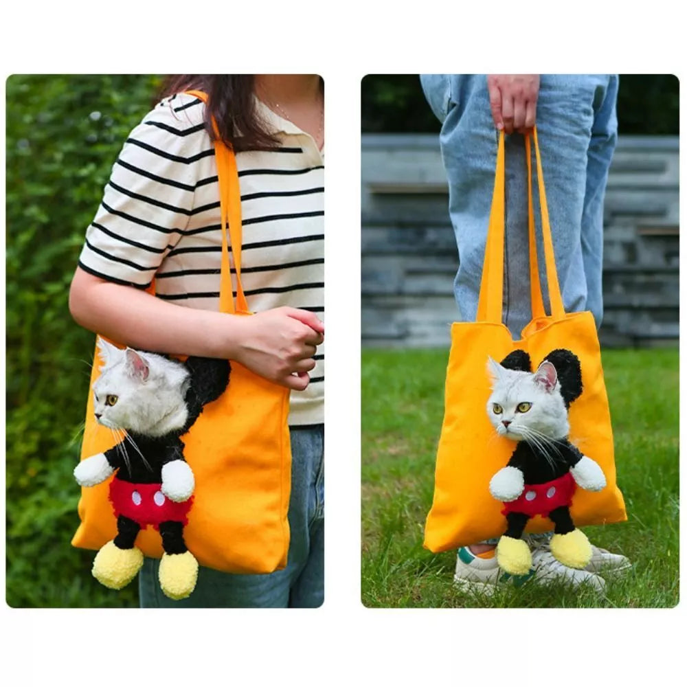 #PT1004 Cat Dog Carrier Bag One Shoulder Canvas Tote Outdoor Transport Bag