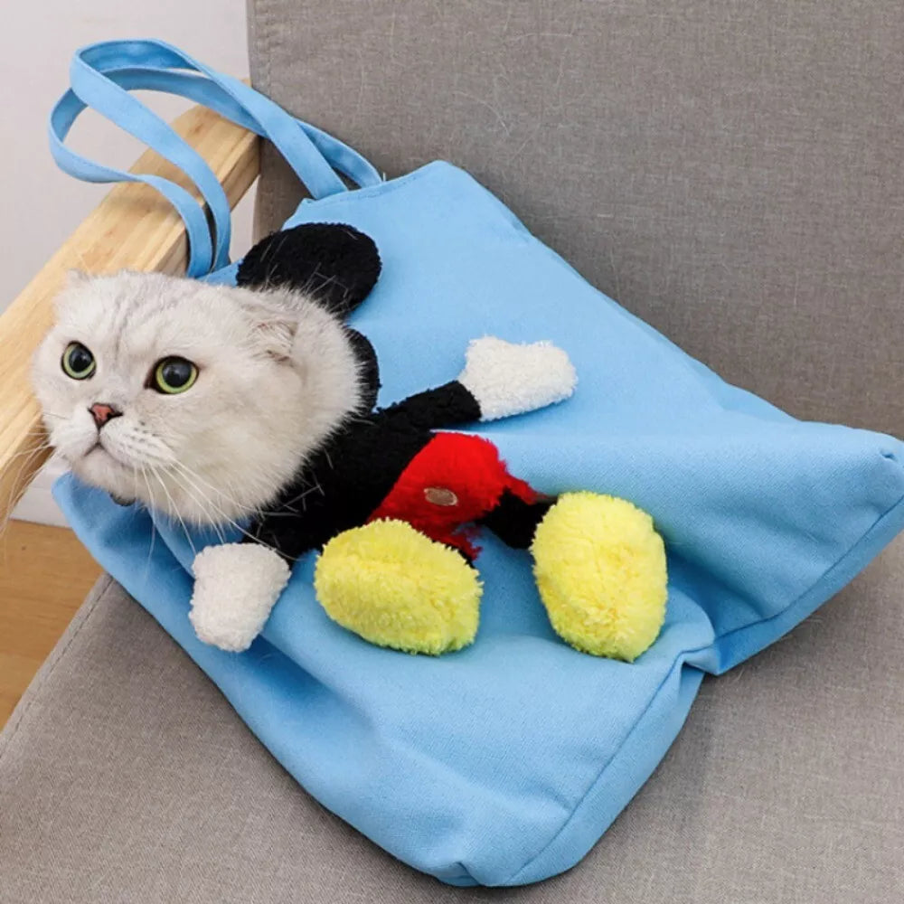 #PT1004 Cat Dog Carrier Bag One Shoulder Canvas Tote Outdoor Transport Bag