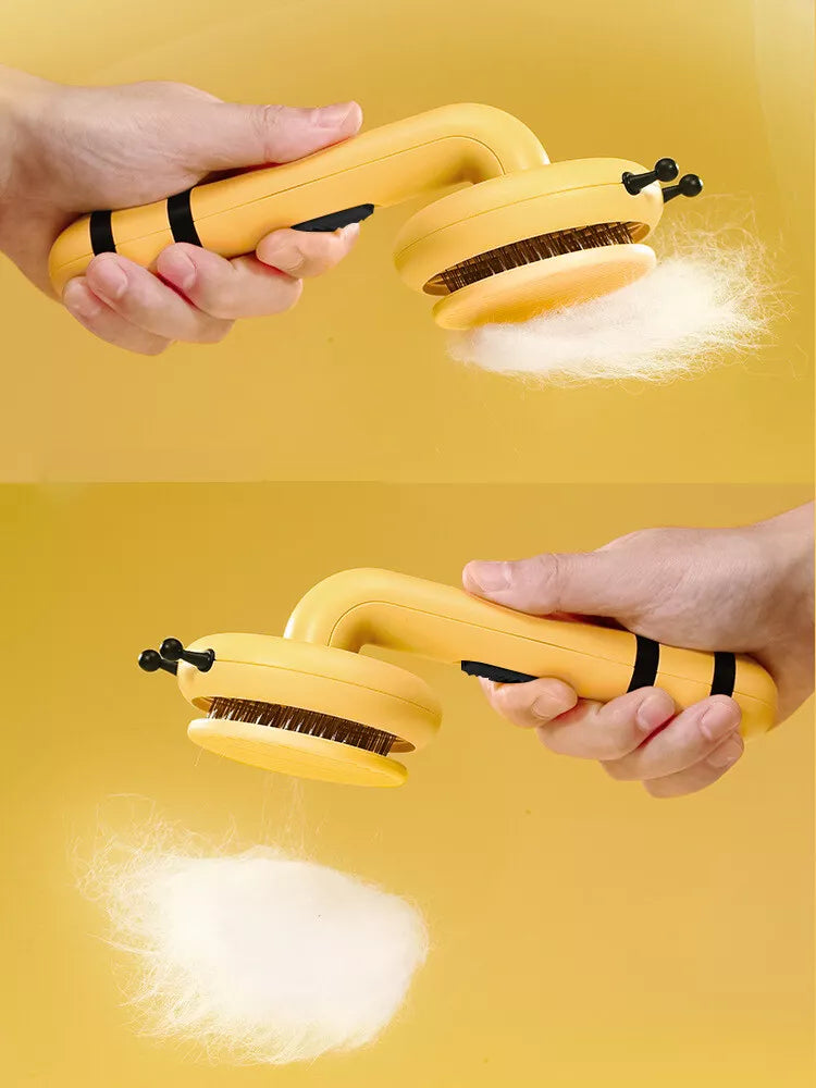 #PT1005 Cute Bee Pet hair brush Hair Remover Cat dog Comb One Button Washing