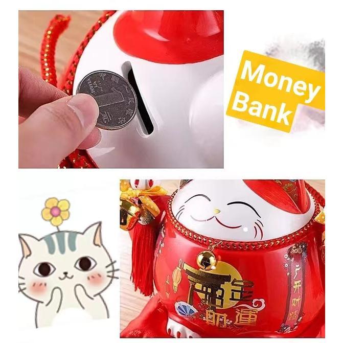 #104 5 inches Chunky Money bank fortune cat maneki neko  home deco ceramic