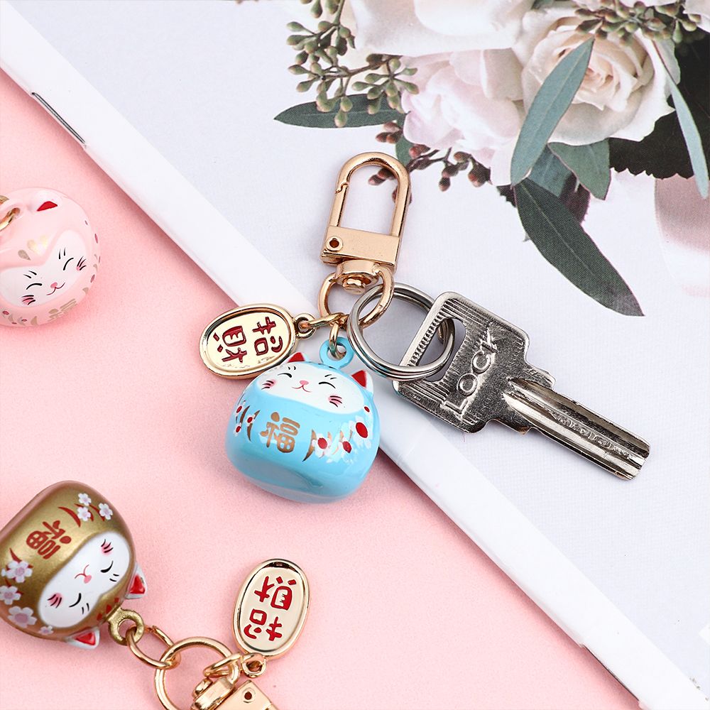 #205 3 PC lot high quality Copper Japanese Cute Lucky Cat Keychains  Key Chains handBag Charm Ornaments Pendant Keyring