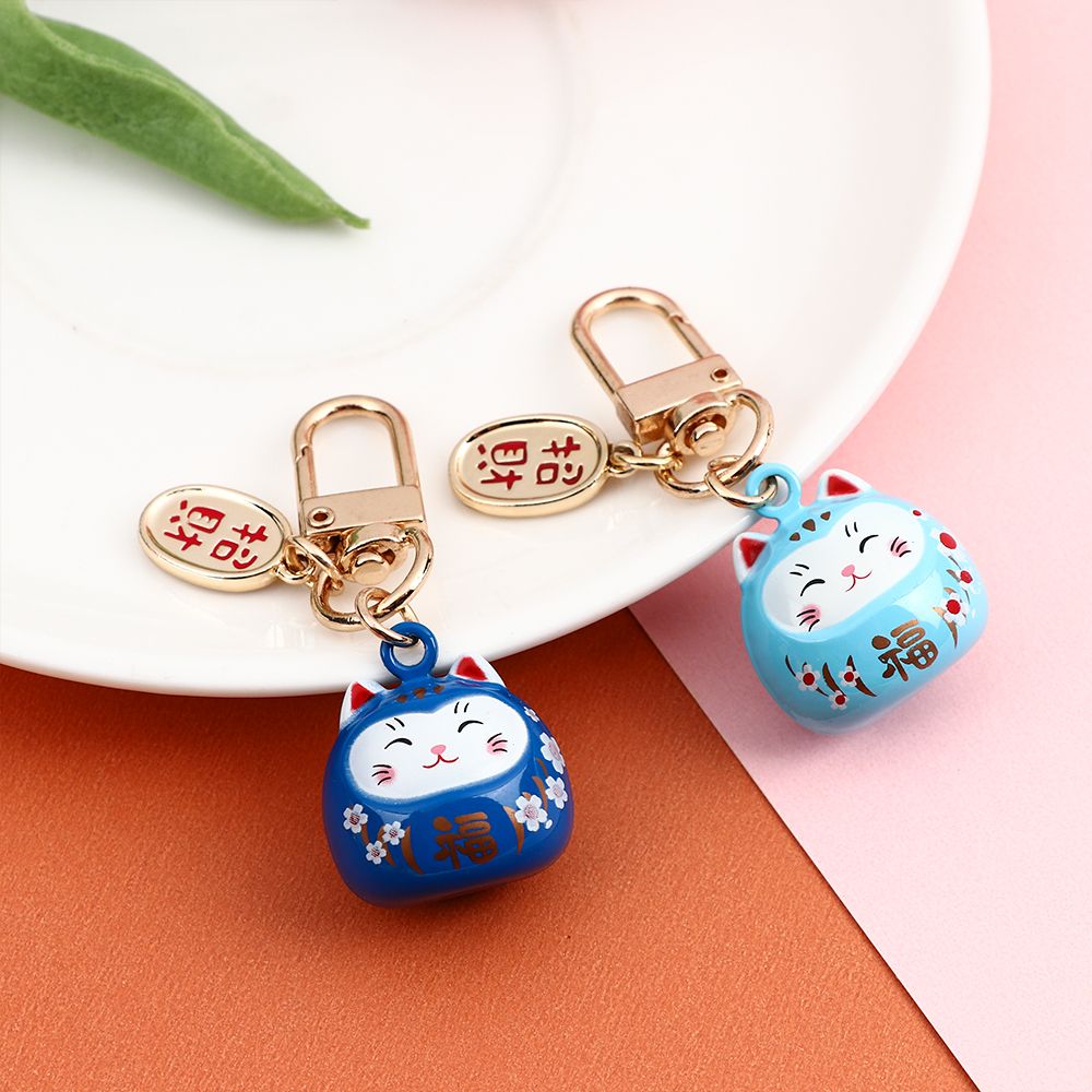 #205 3 PC lot high quality Copper Japanese Cute Lucky Cat Keychains  Key Chains handBag Charm Ornaments Pendant Keyring