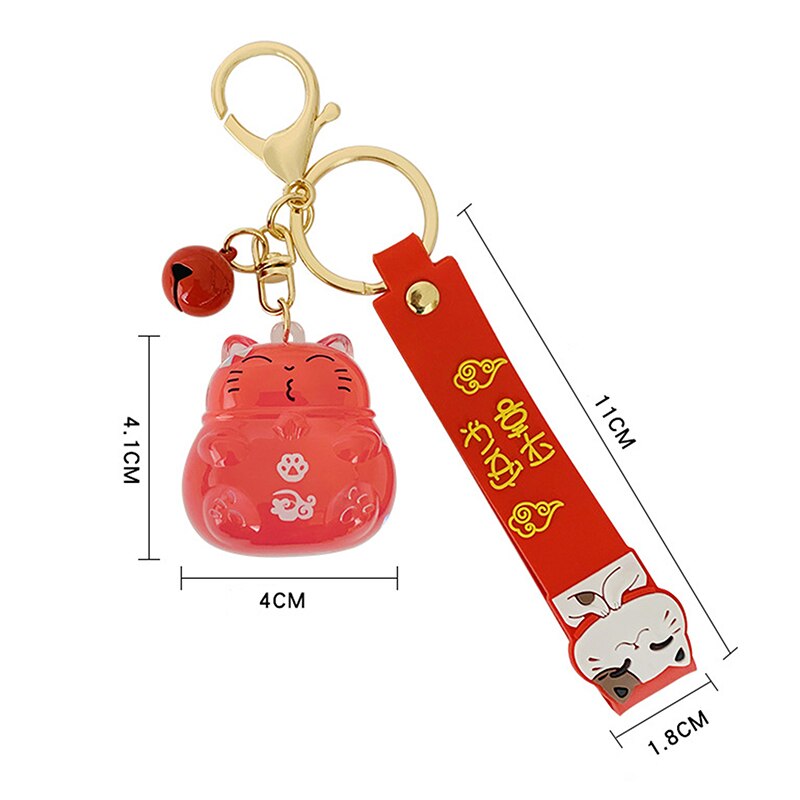 #HA1005 Liquid filled  keychain Lucky Cat keyring Cute Maneki Wristband Keychain For Women Bag Pendent