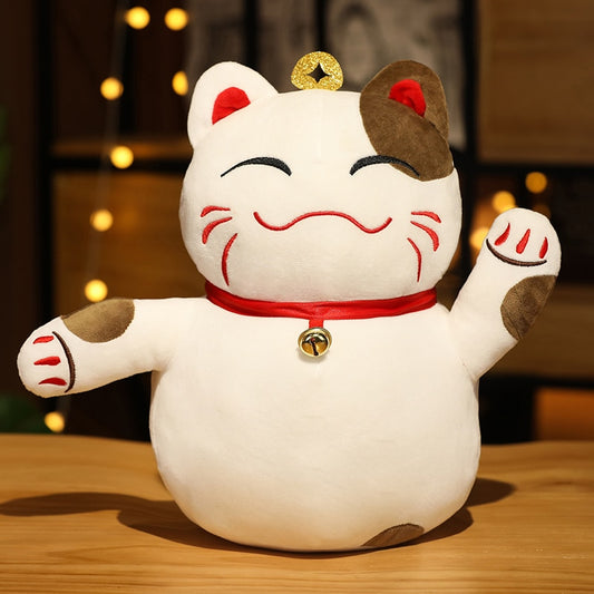 35cm Fortune Cat Plush Toys Stuffed Soft animal Plush Pillow Creative Bell Lucky Cat Gifts Doll