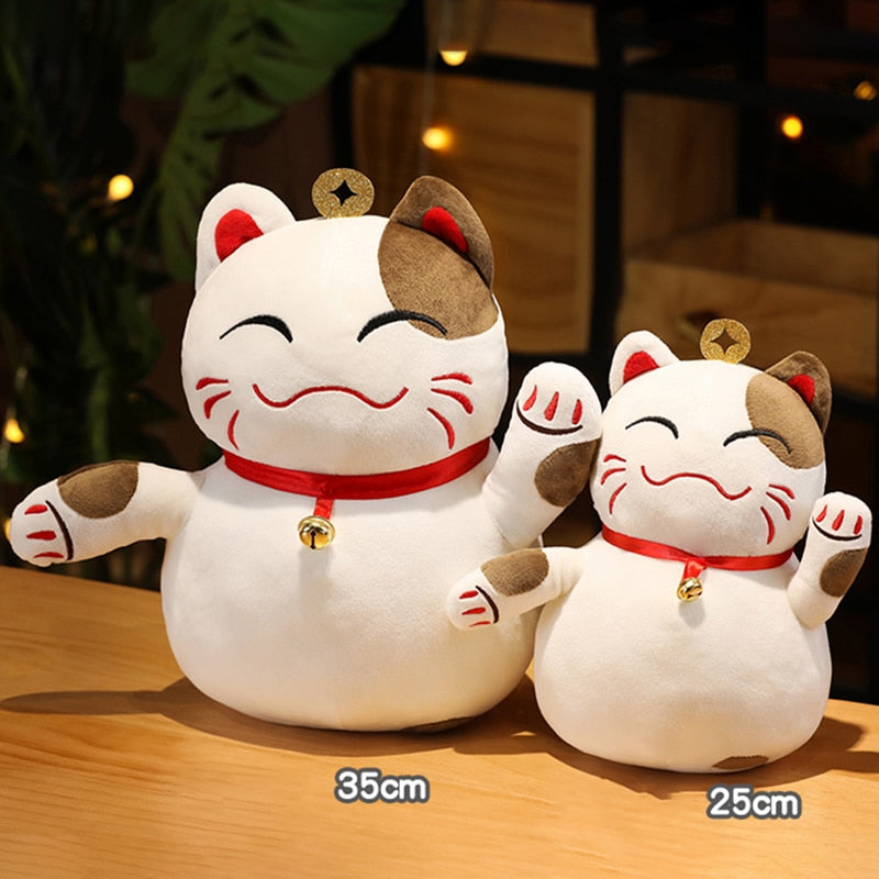 35cm Fortune Cat Plush Toys Stuffed Soft animal Plush Pillow Creative Bell Lucky Cat Gifts Doll