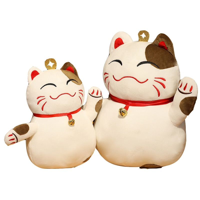 35cm Fortune Cat Plush Toys Stuffed Soft animal Plush Pillow Creative Bell Lucky Cat Gifts Doll