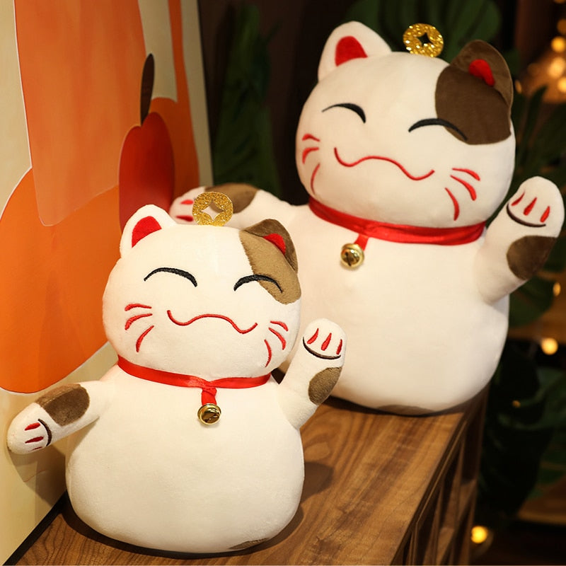 35cm Fortune Cat Plush Toys Stuffed Soft animal Plush Pillow Creative Bell Lucky Cat Gifts Doll