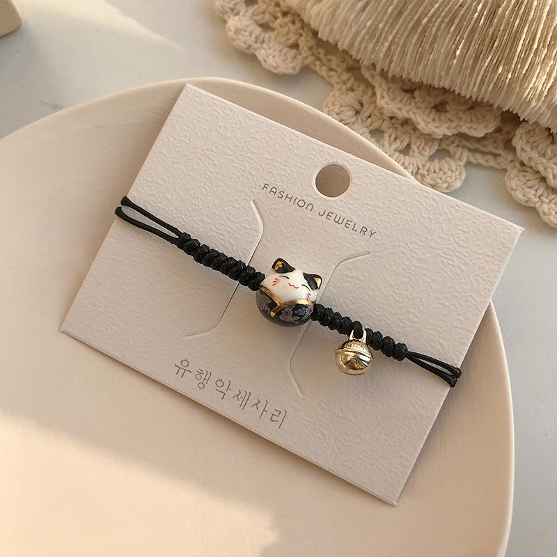 #JB001 6 pcs lot lucky cat string ceramic Bracelet fortune cat  girl gift