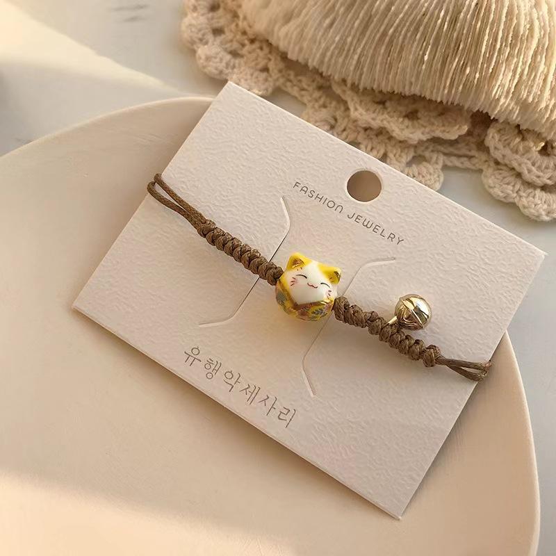 #JB001 6 pcs lot lucky cat string ceramic Bracelet fortune cat  girl gift