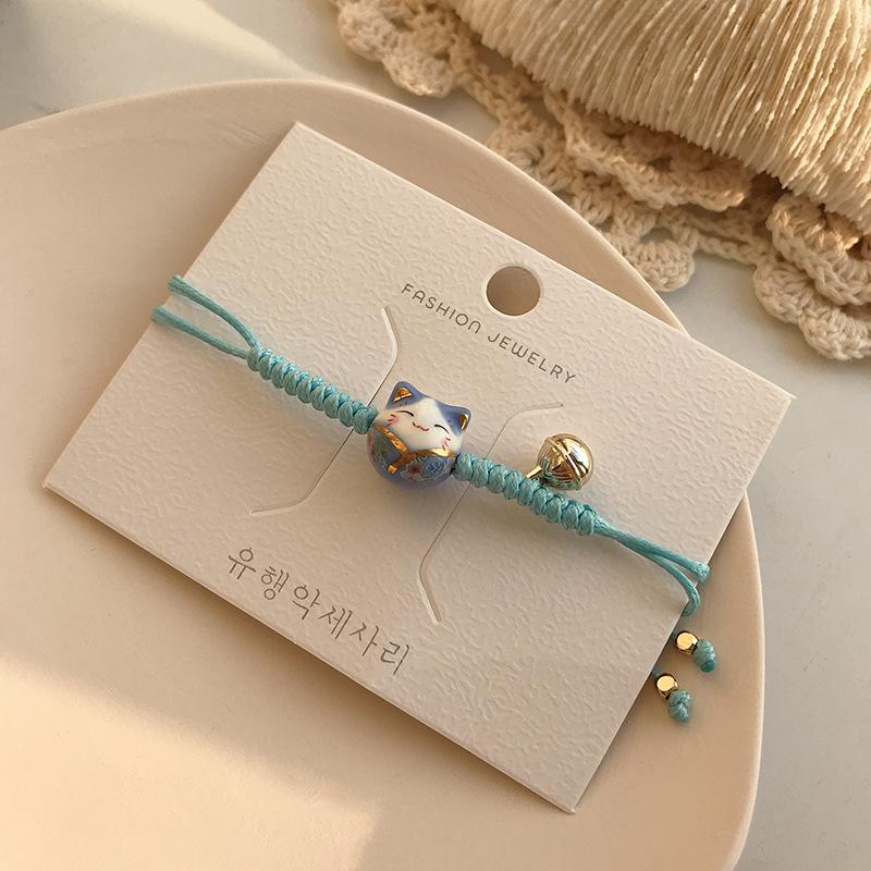 #JB001 6 pcs lot lucky cat string ceramic Bracelet fortune cat  girl gift