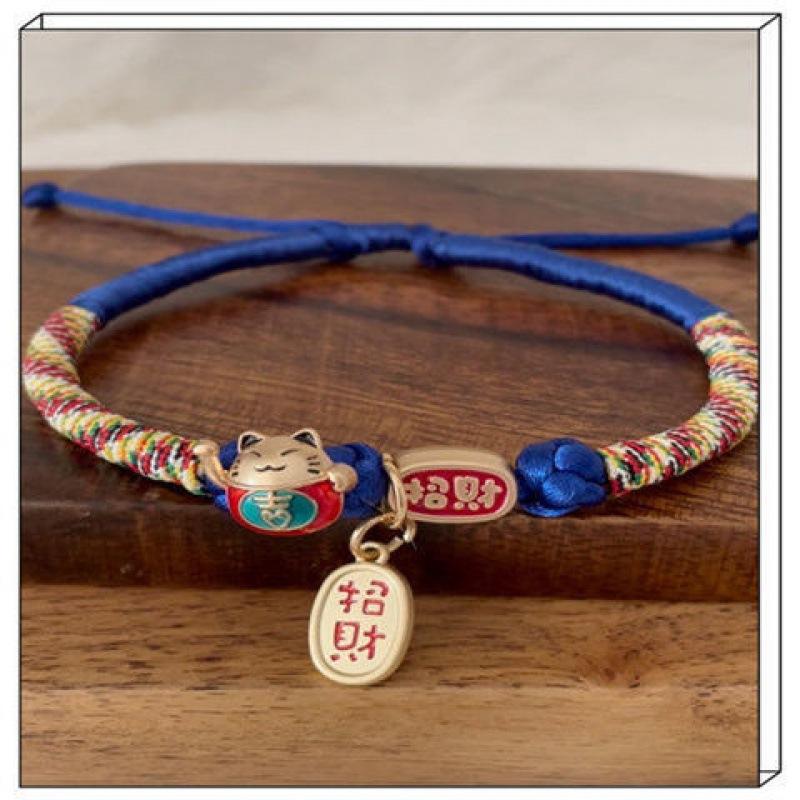 PT1001 collar 2 pcs lot handmade woven fortune cat for cat or dog pet kawaii maneki