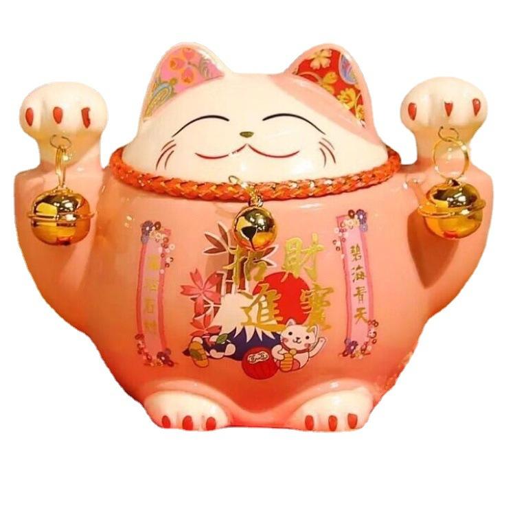 #104 5 inches Chunky Money bank fortune cat maneki neko  home deco ceramic