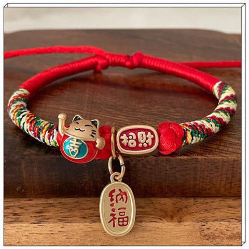 PT1001 collar 2 pcs lot handmade woven fortune cat for cat or dog pet kawaii maneki