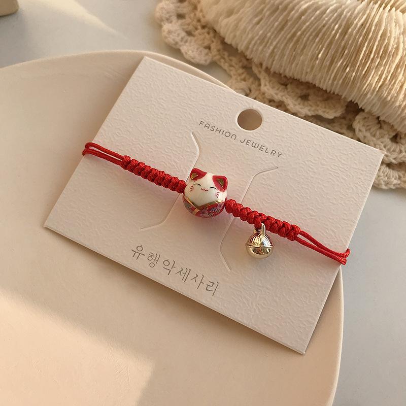 #JB001 6 pcs lot lucky cat string ceramic Bracelet fortune cat  girl gift