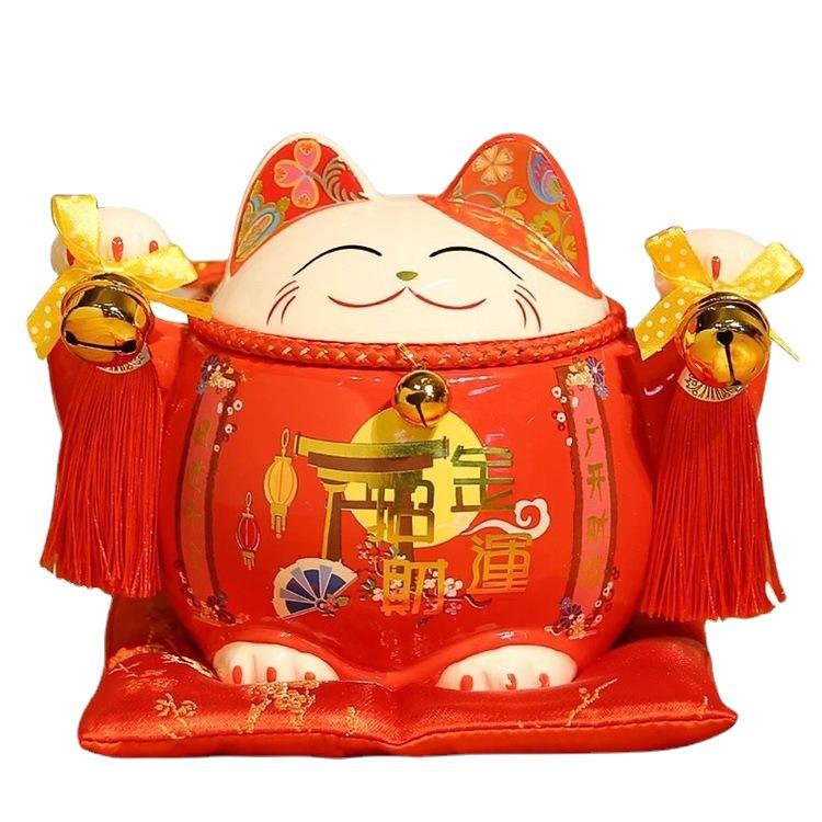 #104 5 inches Chunky Money bank fortune cat maneki neko  home deco ceramic