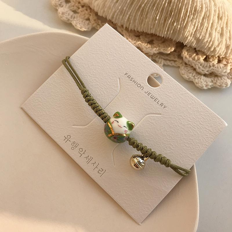 #JB001 6 pcs lot lucky cat string ceramic Bracelet fortune cat  girl gift