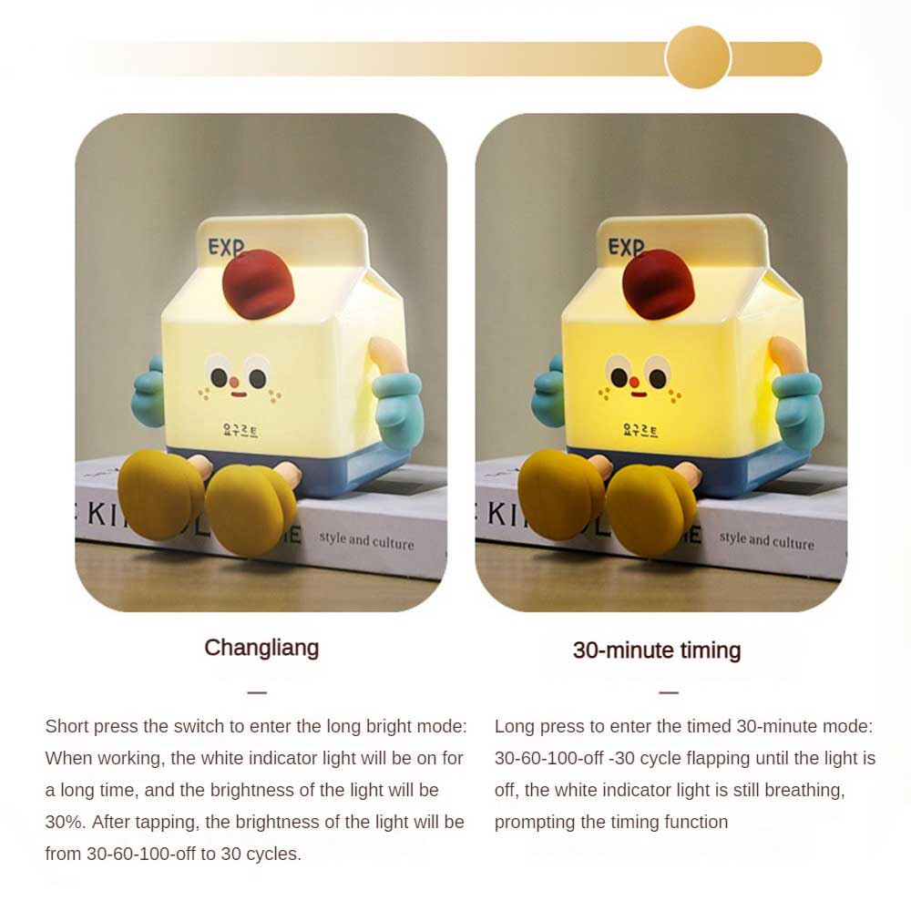 #HD1027 Cartoon Milk Box Design Kawaii Lamp Night Light Baby bed light gift