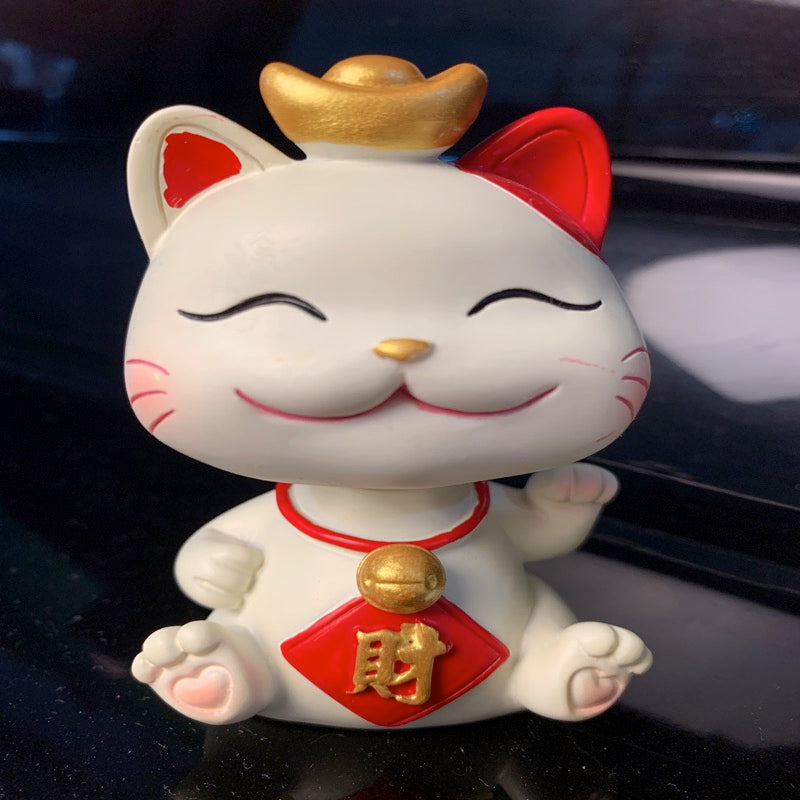 #HD1008 happy Nodding wobbling cat girl fortune cat lucky cat home deco figurine car decoration