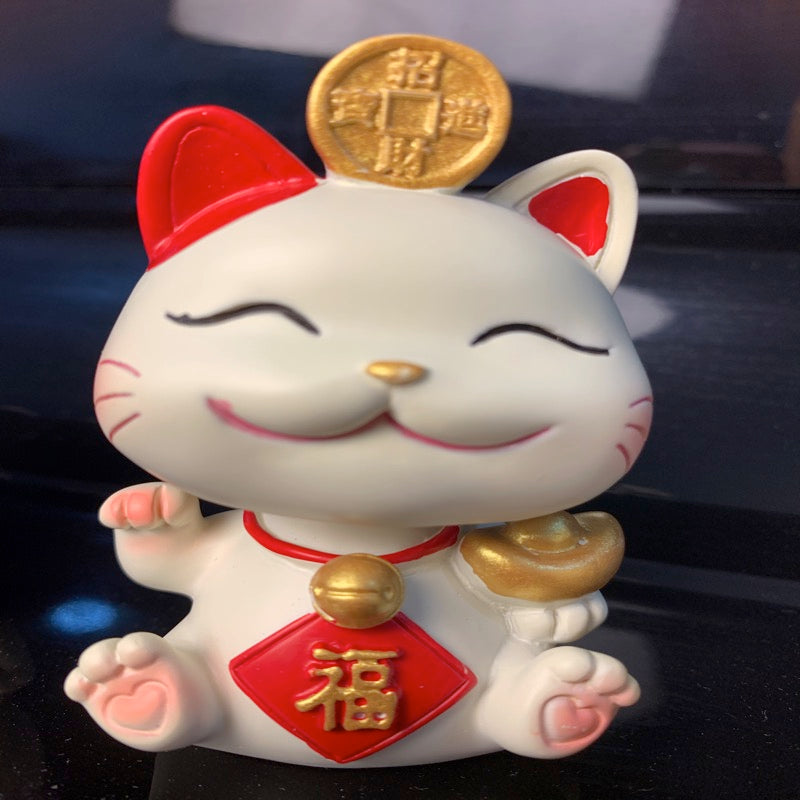 #HD1008 happy Nodding wobbling cat girl fortune cat lucky cat home deco figurine car decoration