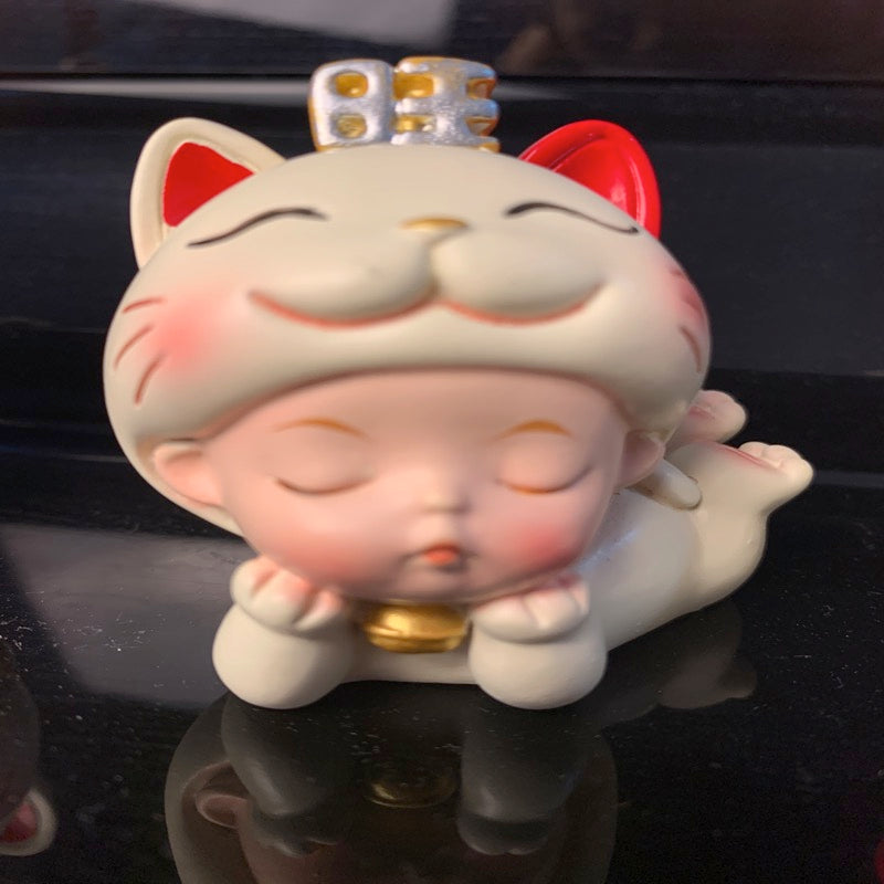 #HD1008 happy Nodding wobbling cat girl fortune cat lucky cat home deco figurine car decoration