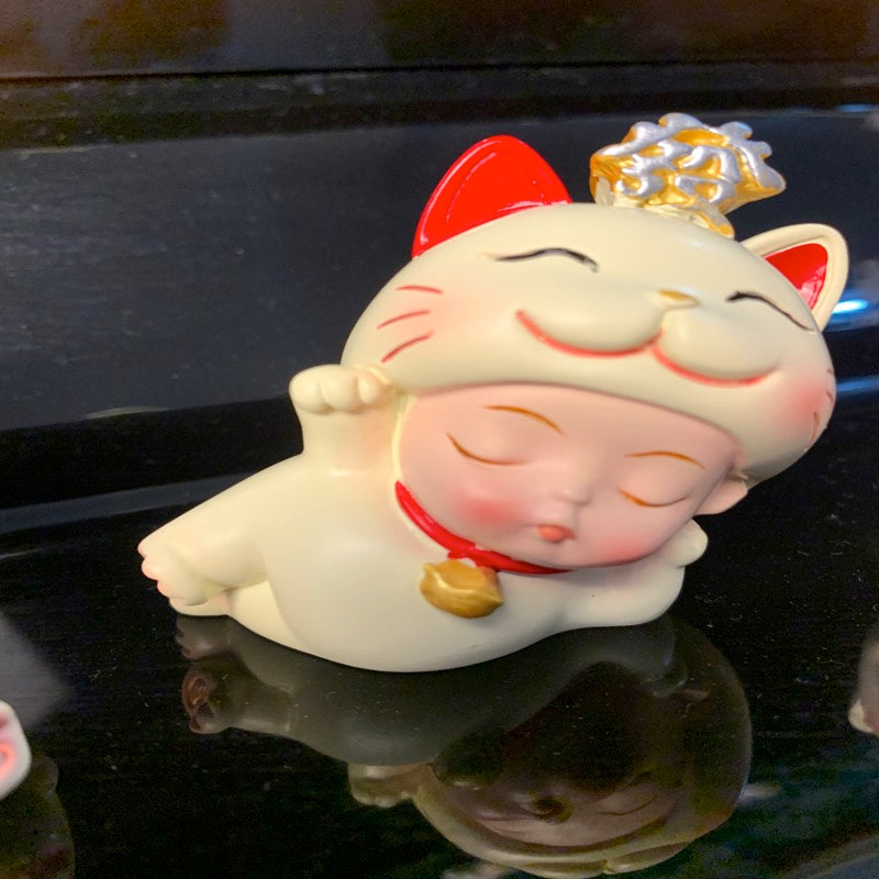 #HD1008 happy Nodding wobbling cat girl fortune cat lucky cat home deco figurine car decoration