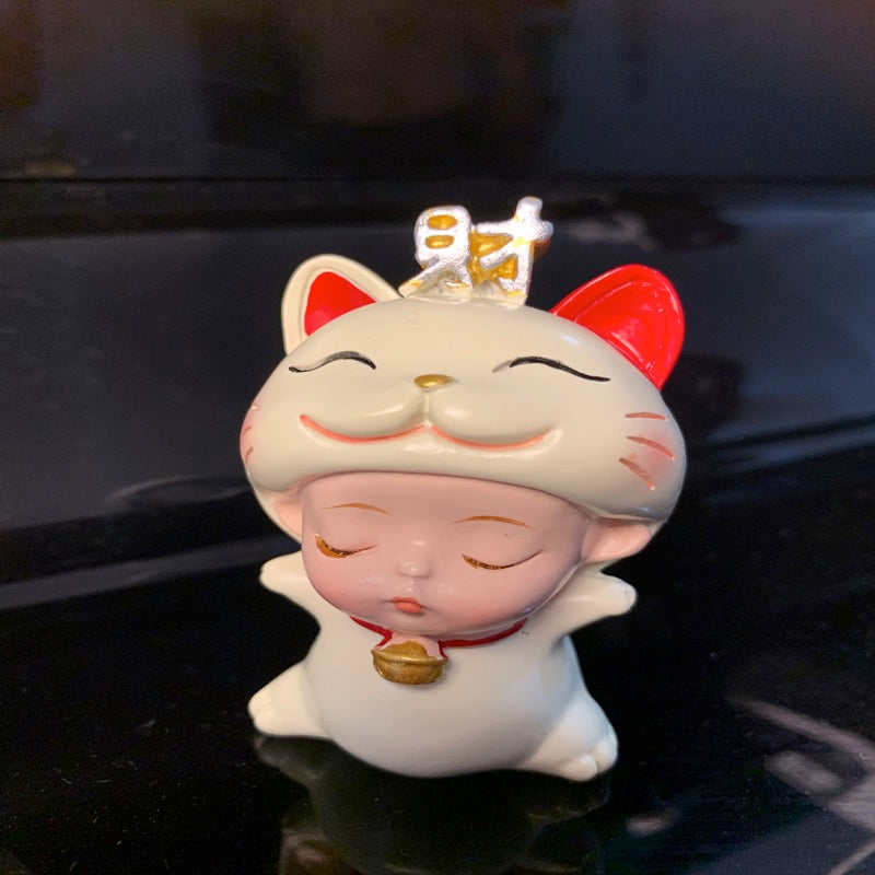 #HD1008 happy Nodding wobbling cat girl fortune cat lucky cat home deco figurine car decoration