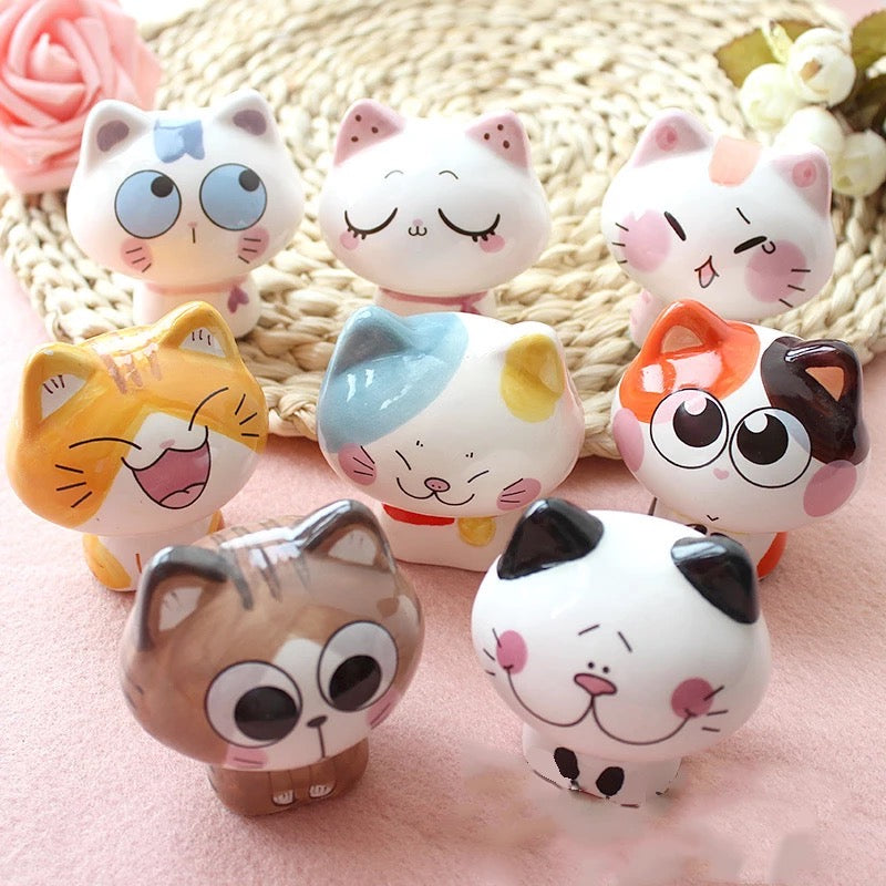#143 happy cat china ceramic  desk deco.cute lucky cat home deco figurine handicrafts gift