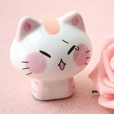 #143 happy cat china ceramic  desk deco.cute lucky cat home deco figurine handicrafts gift