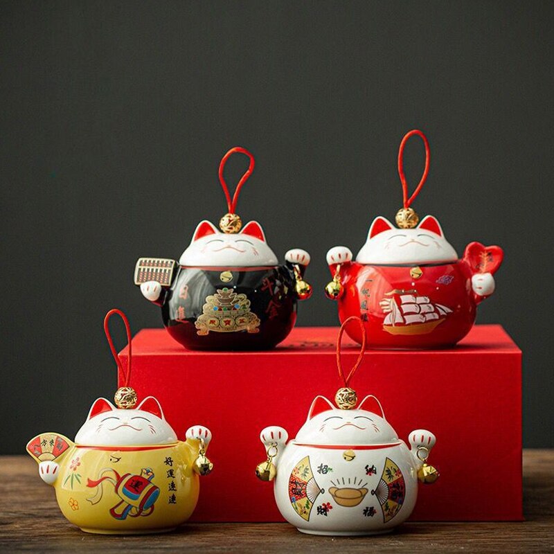 #HD1022 sugar bowl tea candy lucky cat porcelain porcelain tea canister chinese kea accessories