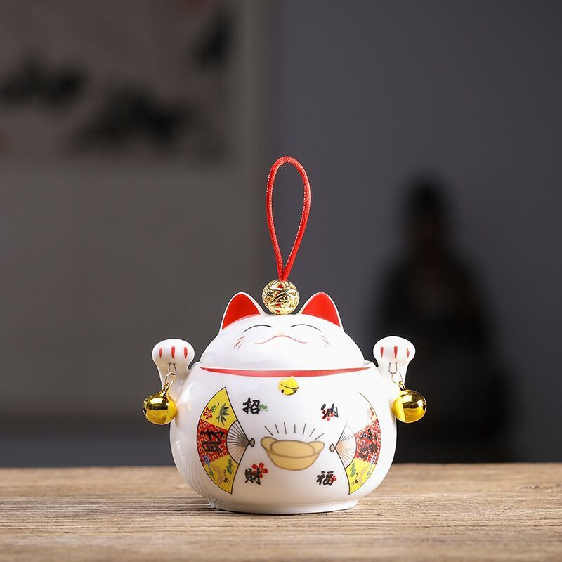 #HD1022 sugar bowl tea candy lucky cat porcelain porcelain tea canister chinese kea accessories