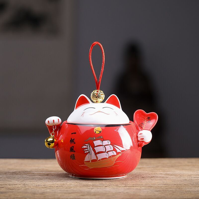 #HD1022 sugar bowl tea candy lucky cat porcelain porcelain tea canister chinese kea accessories