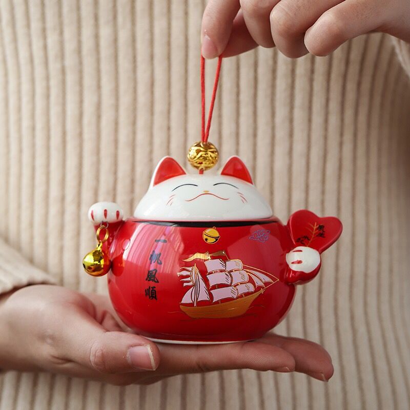 #HD1022 sugar bowl tea candy lucky cat porcelain porcelain tea canister chinese kea accessories