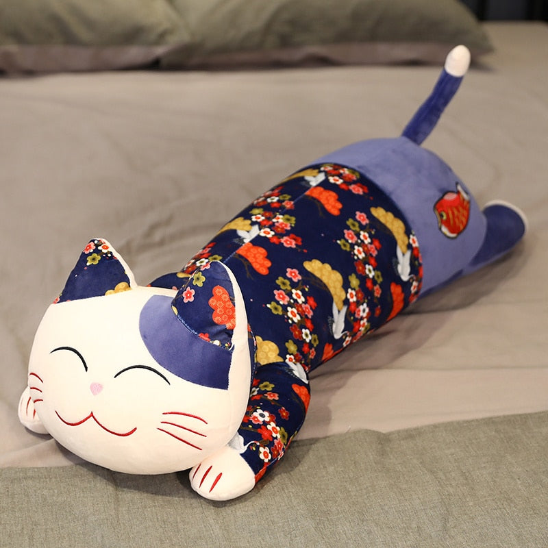 #HA1015 Long sleeping Pillow Cushion Soft Fortune Cat Plush Doll Cute Animals Kids Toys Birthday Gift for Children Kids