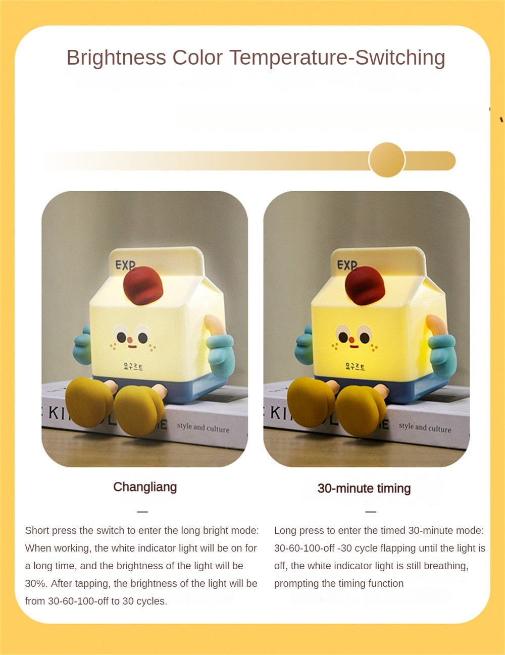 #HD1027 Cartoon Milk Box Design Kawaii Lamp Night Light Baby bed light gift