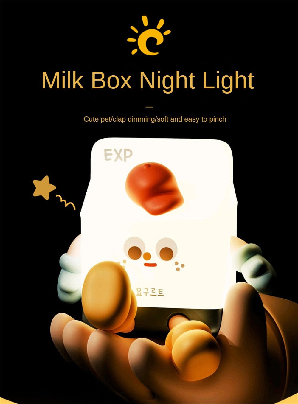 #HD1027 Cartoon Milk Box Design Kawaii Lamp Night Light Baby bed light gift