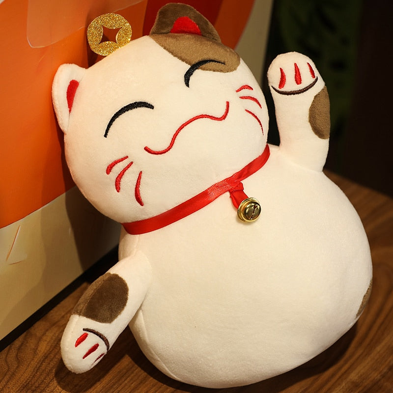 35cm Fortune Cat Plush Toys Stuffed Soft animal Plush Pillow Creative Bell Lucky Cat Gifts Doll