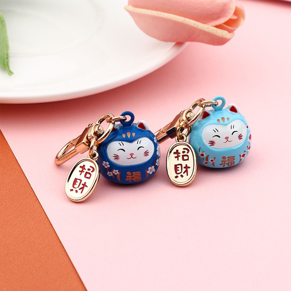 #205 3 PC lot high quality Copper Japanese Cute Lucky Cat Keychains  Key Chains handBag Charm Ornaments Pendant Keyring