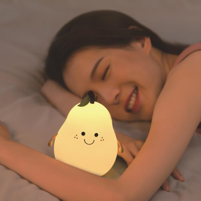 #HD1026 pear led 7 colors changing light usb chargable silicon night light children's bedroom bed lighlt