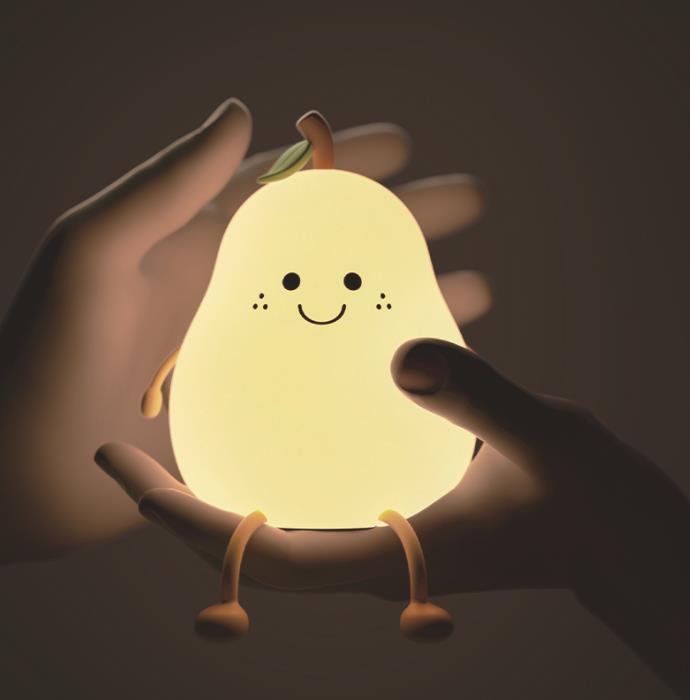#HD1026 pear led 7 colors changing light usb chargable silicon night light children's bedroom bed lighlt