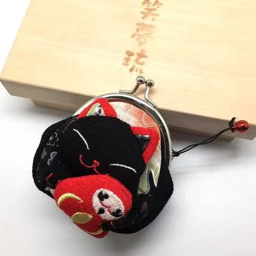 #HA1001 coin purse fortune cat maneki multi purpose pocket cloth handbag key holder