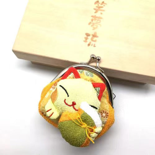 #HA1001 coin purse fortune cat maneki multi purpose pocket cloth handbag key holder