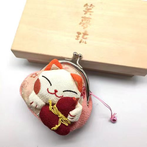 #HA1001 coin purse fortune cat maneki multi purpose pocket cloth handbag key holder