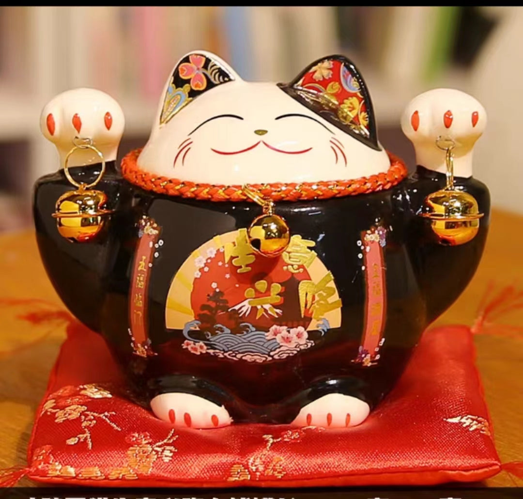 #104 5 inches Chunky Money bank fortune cat maneki neko  home deco ceramic