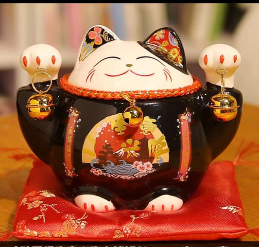 #104 5 inches Chunky Money bank fortune cat maneki neko  home deco ceramic