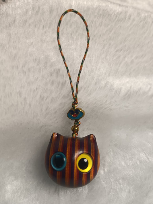 sandal wood hand carving cat pendant for phone chain key chain backpack handbag gift
