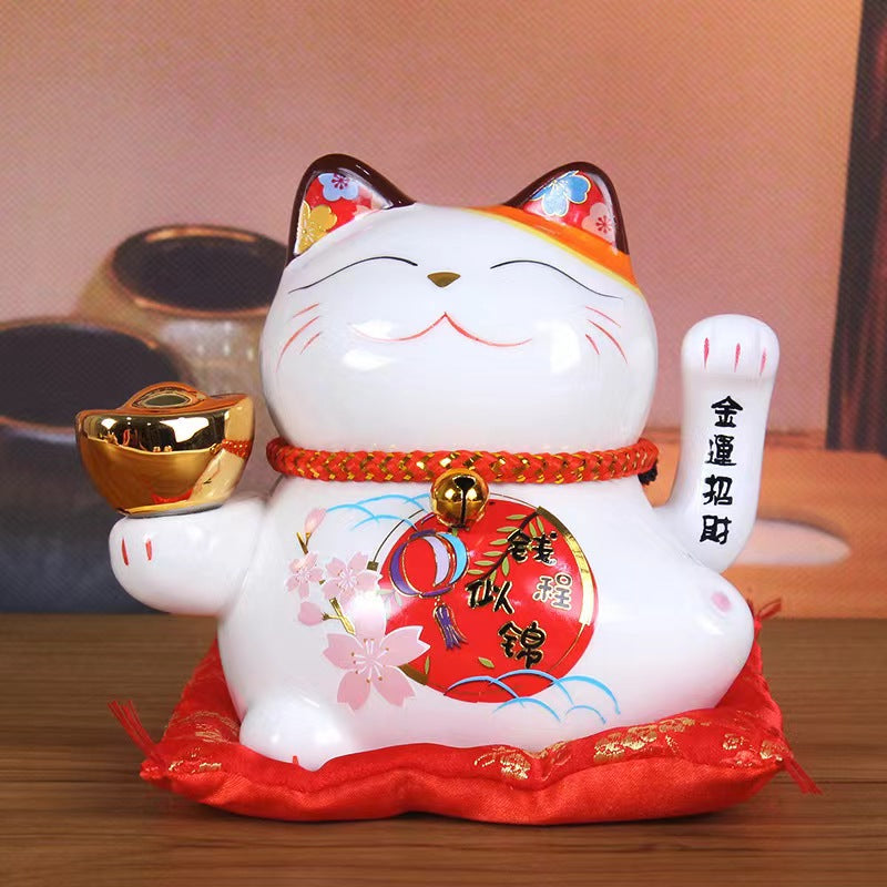 #112 Arm waving 5 inches  fortune cat  Home deco welcoming figurine battery powered  maneki neko fengshui