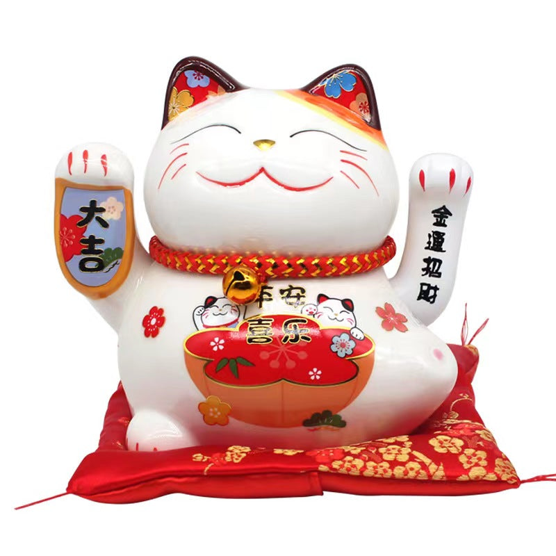 #112 Arm waving 5 inches  fortune cat  Home deco welcoming figurine battery powered  maneki neko fengshui