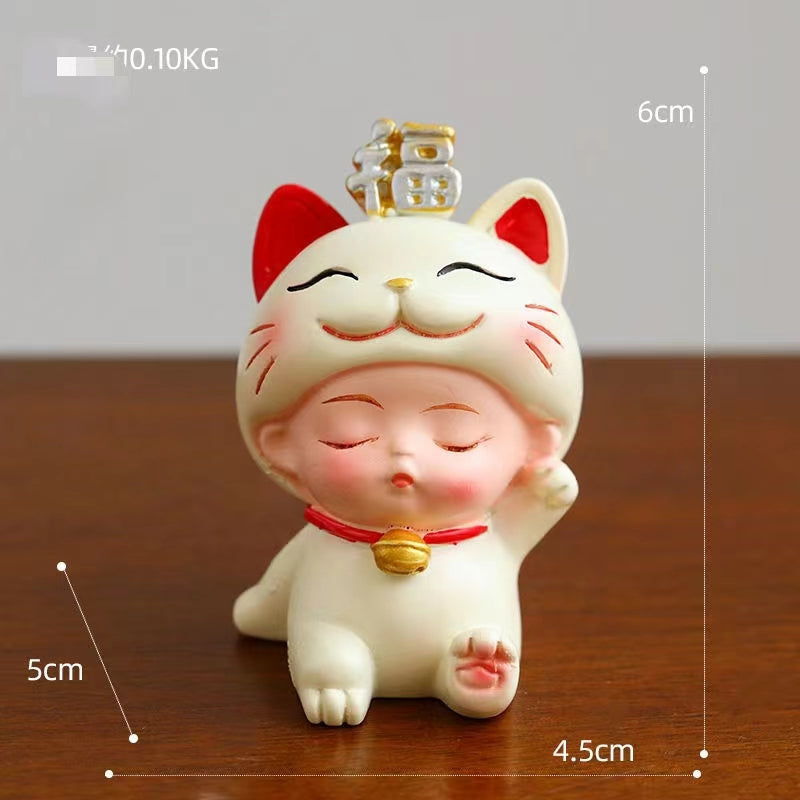 #HD1008 happy Nodding wobbling cat girl fortune cat lucky cat home deco figurine car decoration